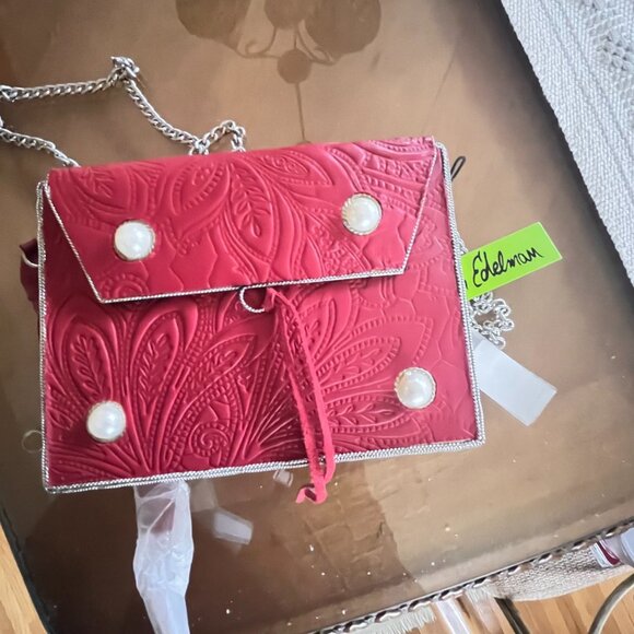 Sam Edelman GIANNA IRON BOXED MINI BAG IN RED Crossbody Bag - Picture 1 of 10